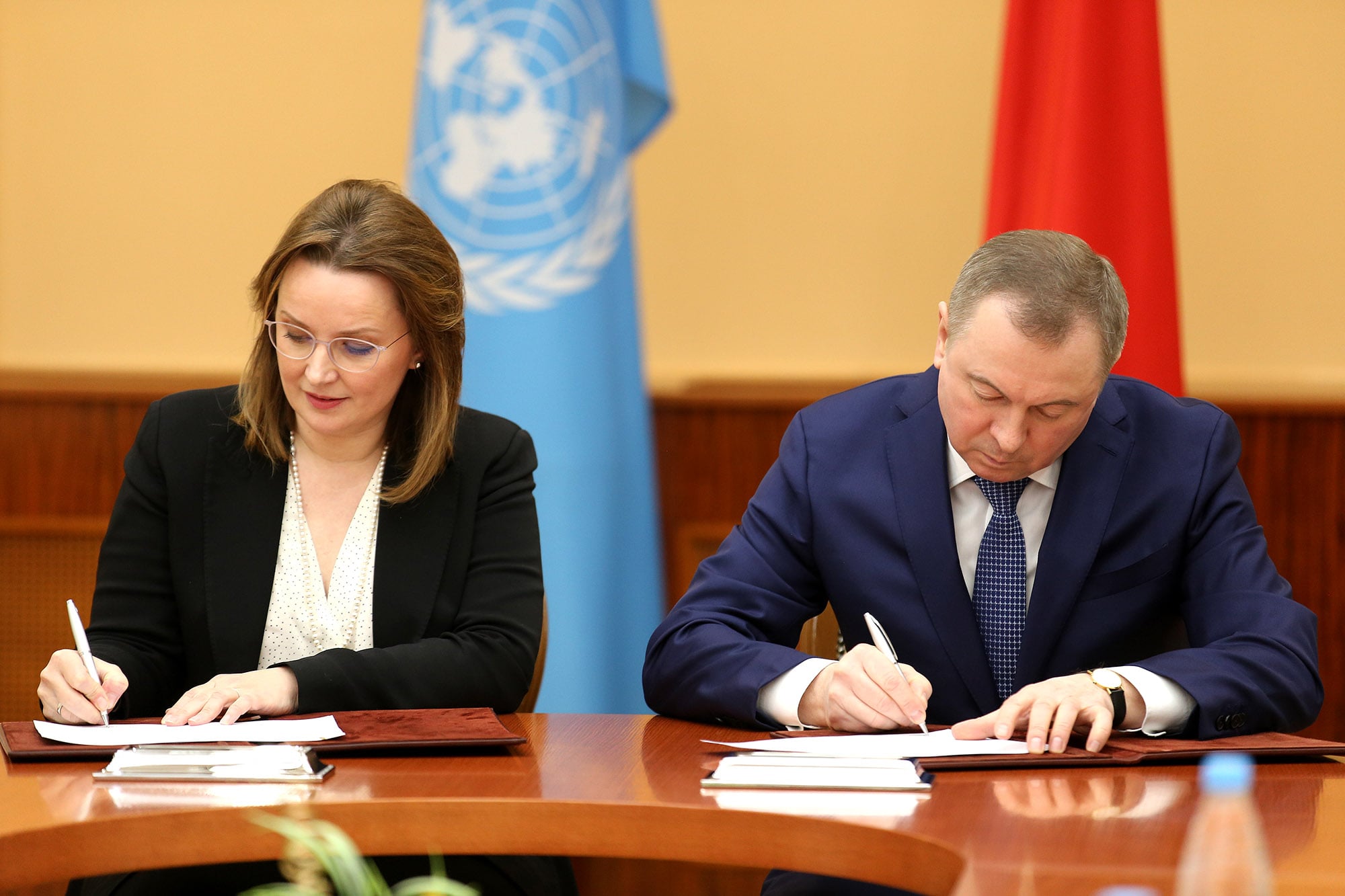 Ceremony of signing a plan of joint events for commemoration in Belarus of the UN 75th Anniversary