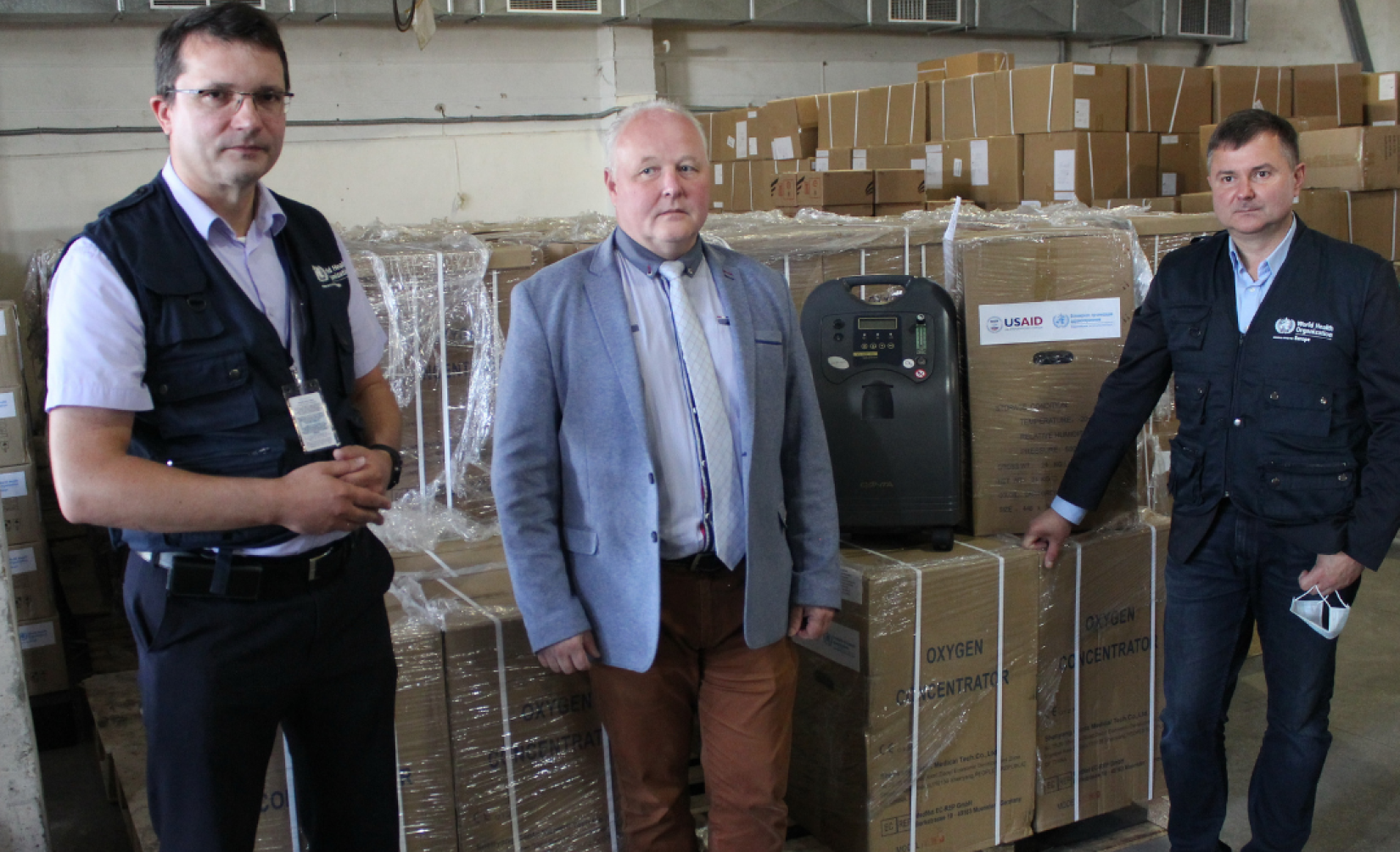 The World Health Organization, in cooperation with the United States Agency for International Development (USAID), supplied 250 oxygen concentrators to Belarus