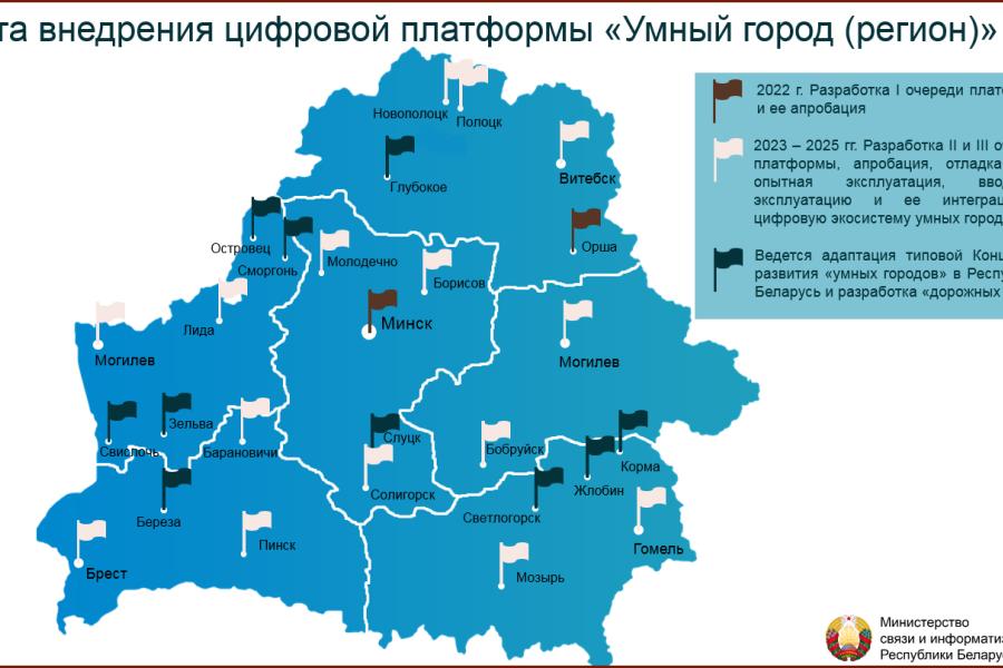 Карта внедрения цифровой платформы "Умный город" в Беларуси